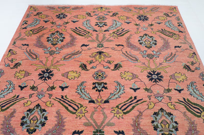 204 x 297 cm | Suzani Pink Hand Knotted Wool Afghan Carpet