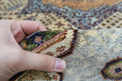 252 x 296 cm | Mamluk Beige Area Rug Afghan Hand Knotted Veg Dye Wool carpet