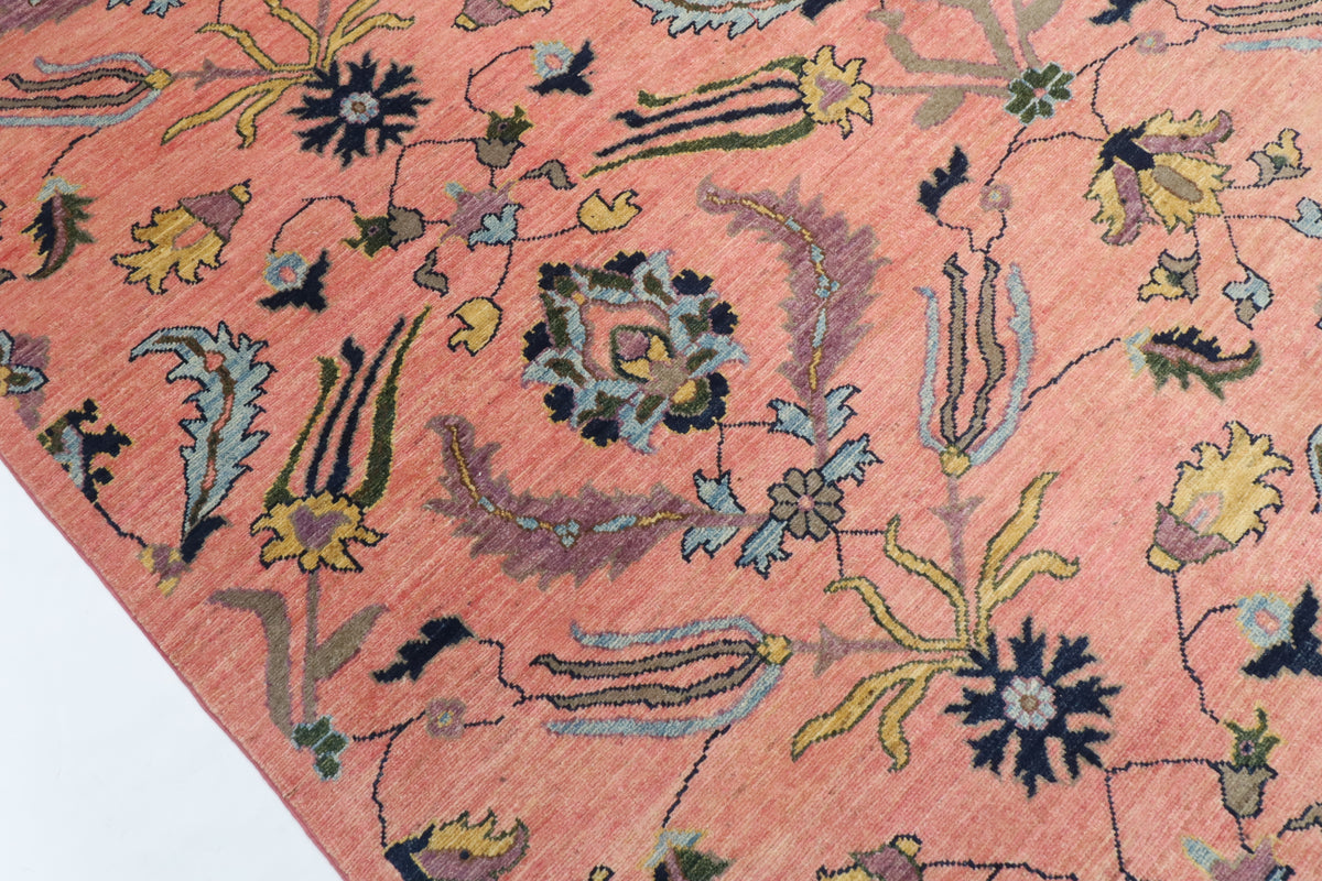 204 x 297 cm | Suzani Pink Hand Knotted Wool Afghan Carpet