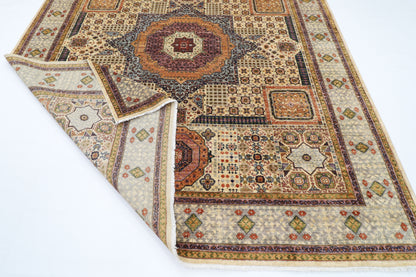 252 x 296 cm | Mamluk Beige Area Rug Afghan Hand Knotted Veg Dye Wool carpet