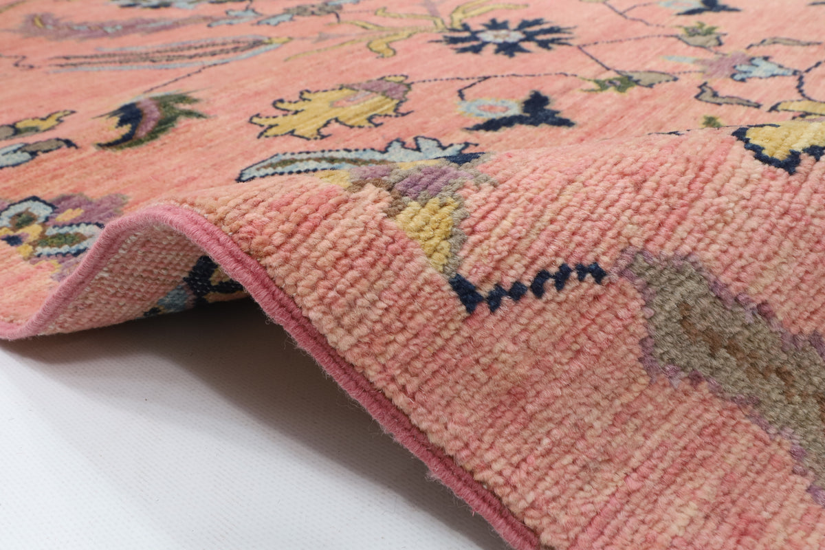 204 x 297 cm | Suzani Pink Hand Knotted Wool Afghan Carpet