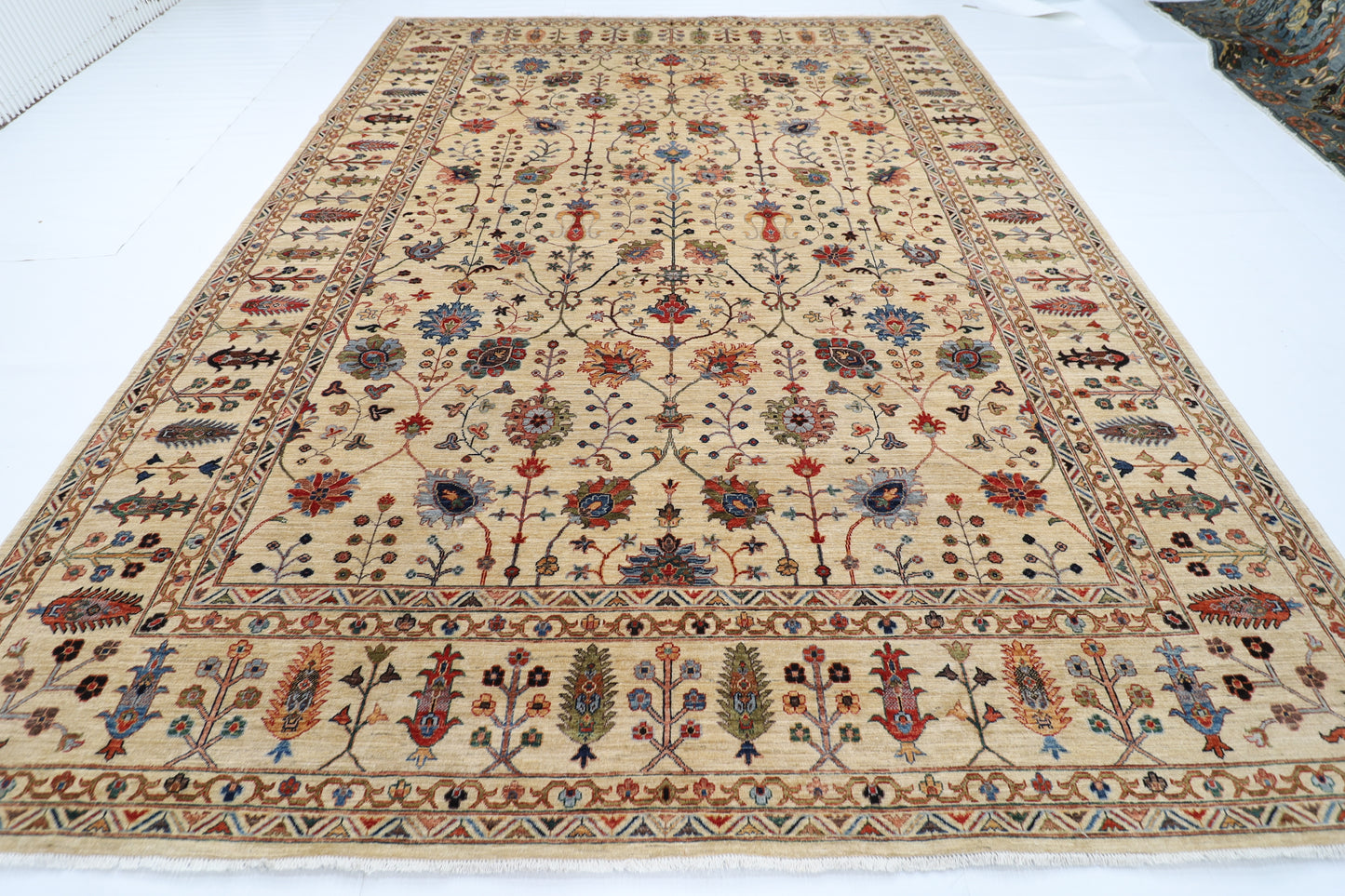 301 x 410 cm | Sultani Beige Area Rug Afghan Hand Knotted Veg Dye Wool carpet