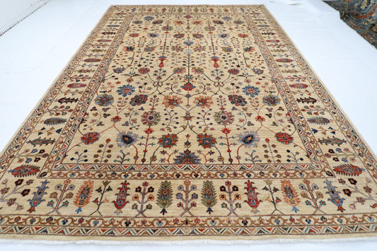 301 x 410 cm | Sultani Beige Area Rug Afghan Hand Knotted Veg Dye Wool carpet