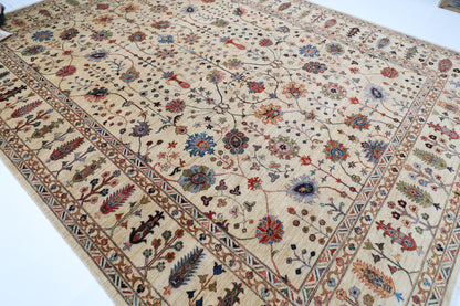 301 x 410 cm | Sultani Beige Area Rug Afghan Hand Knotted Veg Dye Wool carpet
