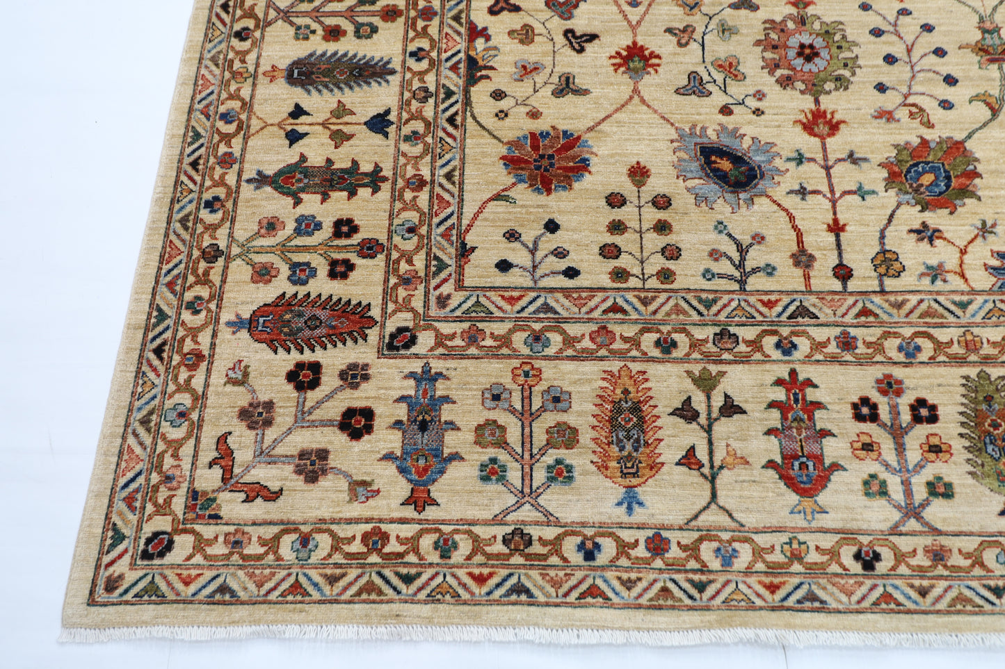 301 x 410 cm | Sultani Beige Area Rug Afghan Hand Knotted Veg Dye Wool carpet