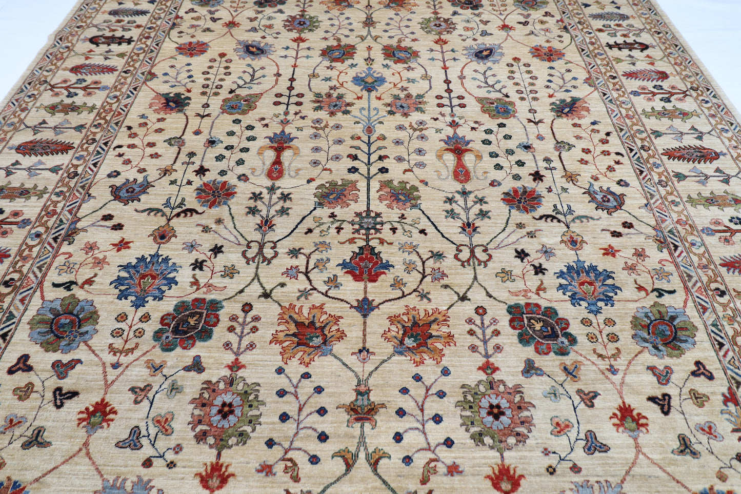 301 x 410 cm | Sultani Beige Area Rug Afghan Hand Knotted Veg Dye Wool carpet