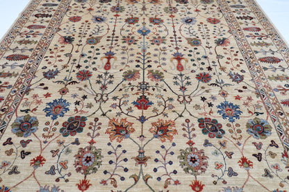 301 x 410 cm | Sultani Beige Area Rug Afghan Hand Knotted Veg Dye Wool carpet