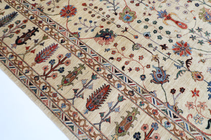 301 x 410 cm | Sultani Beige Area Rug Afghan Hand Knotted Veg Dye Wool carpet