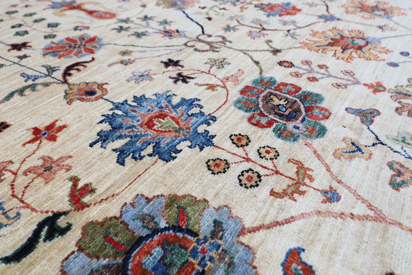 301 x 410 cm | Sultani Beige Area Rug Afghan Hand Knotted Veg Dye Wool carpet