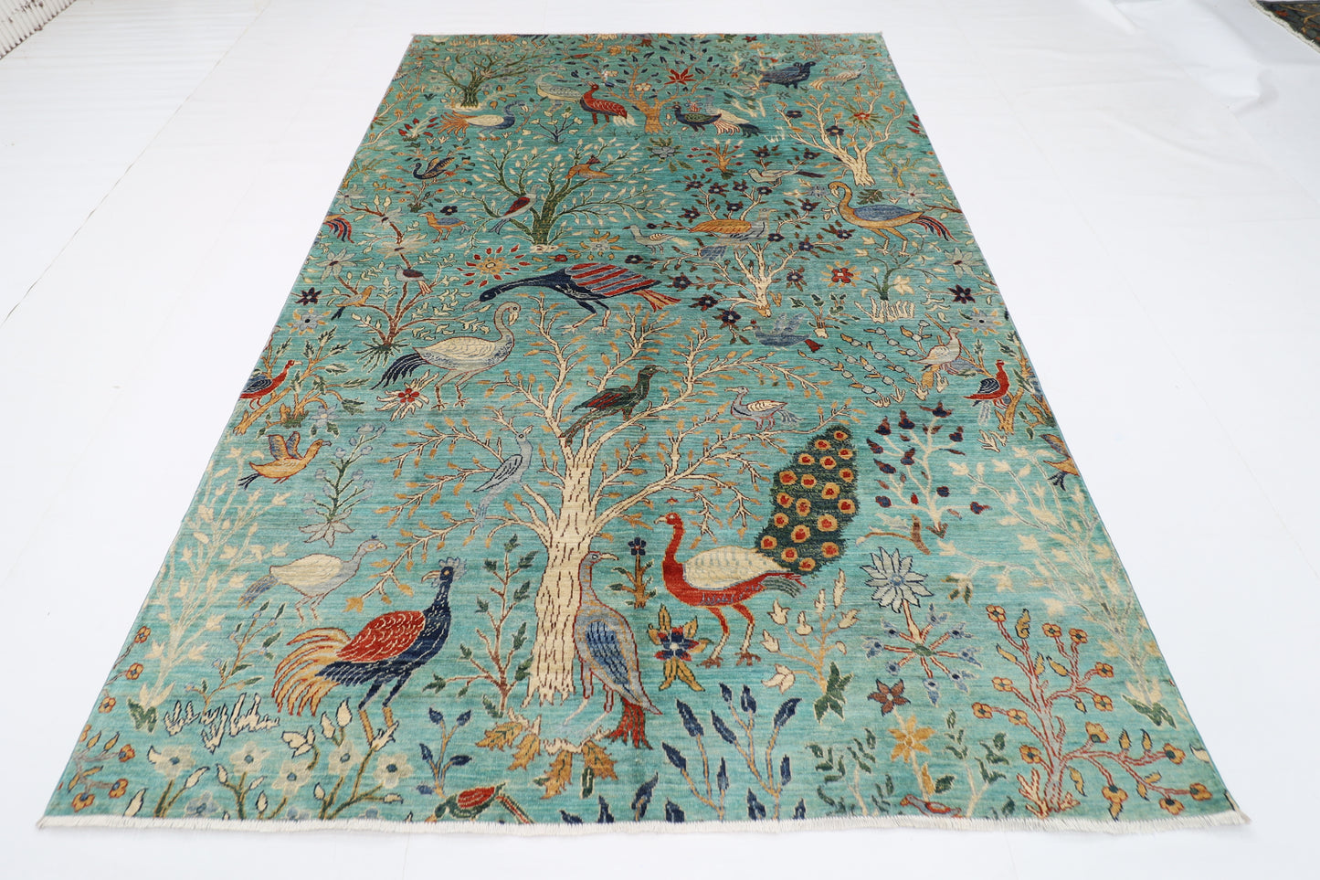 202 x 301 cm | Birds Tree of life Area Rug Afghan Hand Knotted Veg Dye Wool carpet