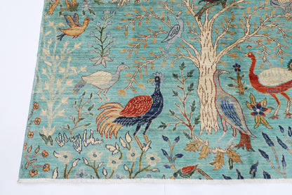 202 x 301 cm | Birds Tree of life Area Rug Afghan Hand Knotted Veg Dye Wool carpet