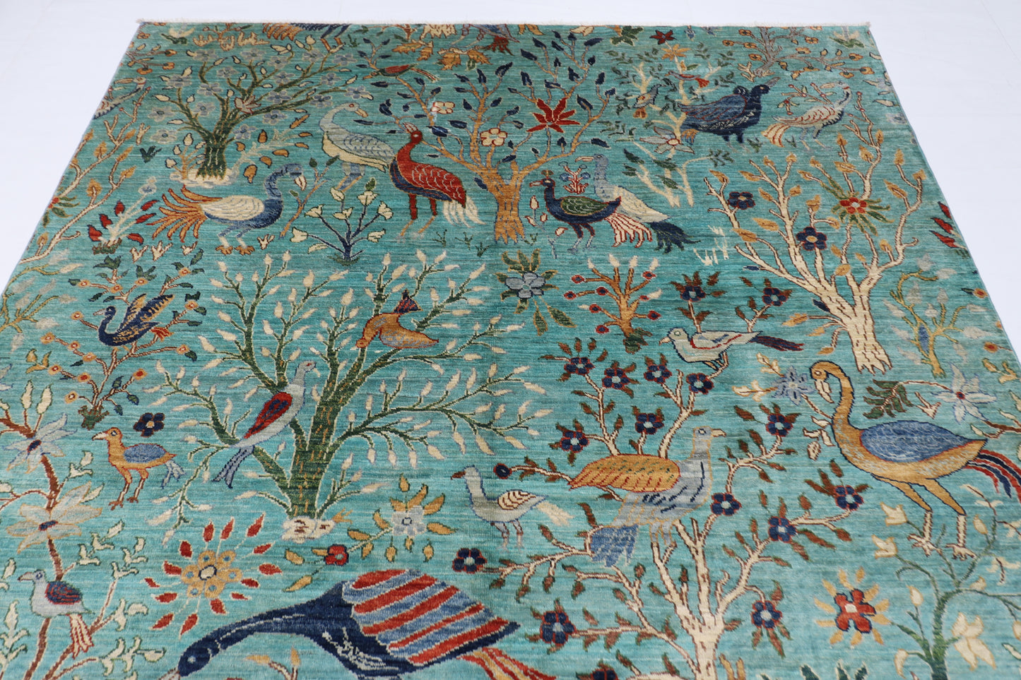 202 x 301 cm | Birds Tree of life Area Rug Afghan Hand Knotted Veg Dye Wool carpet