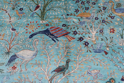 202 x 301 cm | Birds Tree of life Area Rug Afghan Hand Knotted Veg Dye Wool carpet