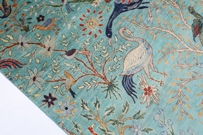 202 x 301 cm | Birds Tree of life Area Rug Afghan Hand Knotted Veg Dye Wool carpet