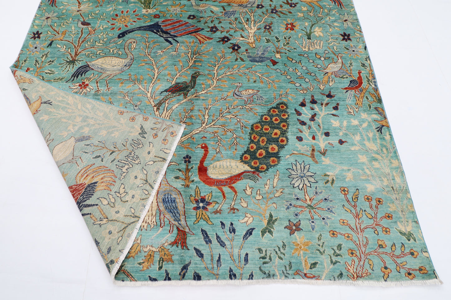 202 x 301 cm | Birds Tree of life Area Rug Afghan Hand Knotted Veg Dye Wool carpet