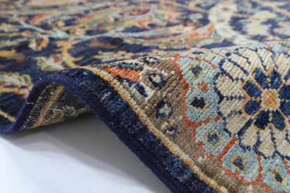 248 x 296 cm | Floral Blue Area Rug Afghan Hand Knotted Veg Dye Wool carpet