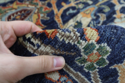 248 x 296 cm | Floral Blue Area Rug Afghan Hand Knotted Veg Dye Wool carpet