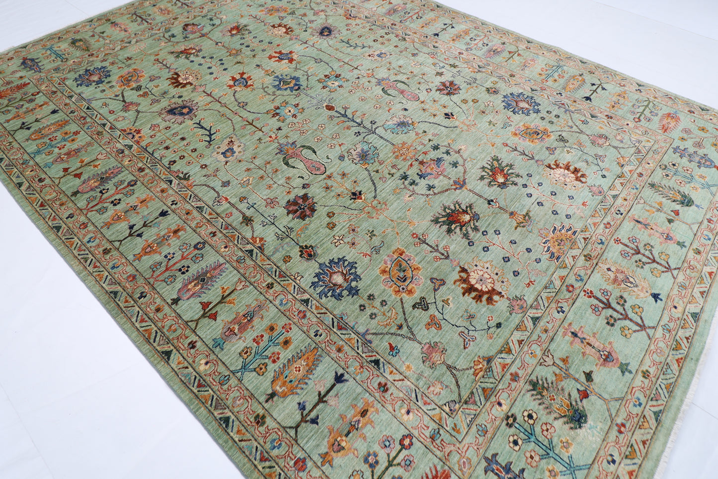 268 x 360 cm | Floral Sultani Area Rug Afghan Hand Knotted Veg Dye Wool carpet