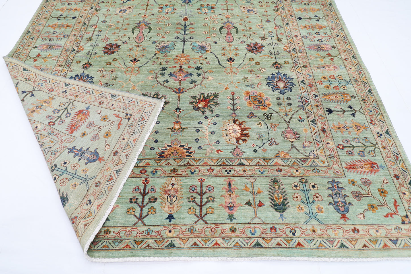 268 x 360 cm | Floral Sultani Area Rug Afghan Hand Knotted Veg Dye Wool carpet