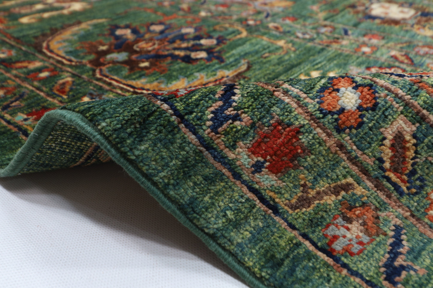 299 x 401 cm | floral Tribal green Area Rug Afghan Hand Knotted veg Dye Wool carpet