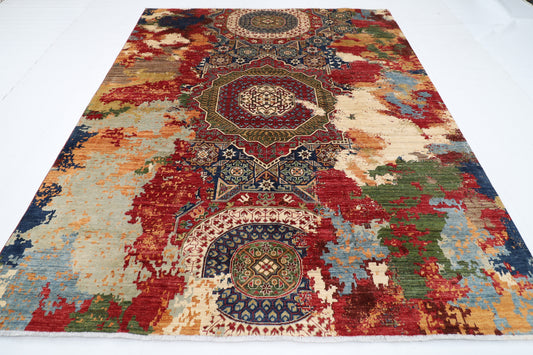 250 x 302 cm | Abstract Design Area Rug Afghan Hand Knotted Veg Dye Wool carpet