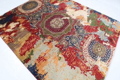 250 x 302 cm | Abstract Design Area Rug Afghan Hand Knotted Veg Dye Wool carpet