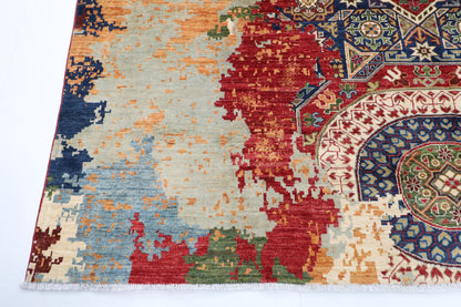 250 x 302 cm | Abstract Design Area Rug Afghan Hand Knotted Veg Dye Wool carpet