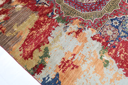 250 x 302 cm | Abstract Design Area Rug Afghan Hand Knotted Veg Dye Wool carpet