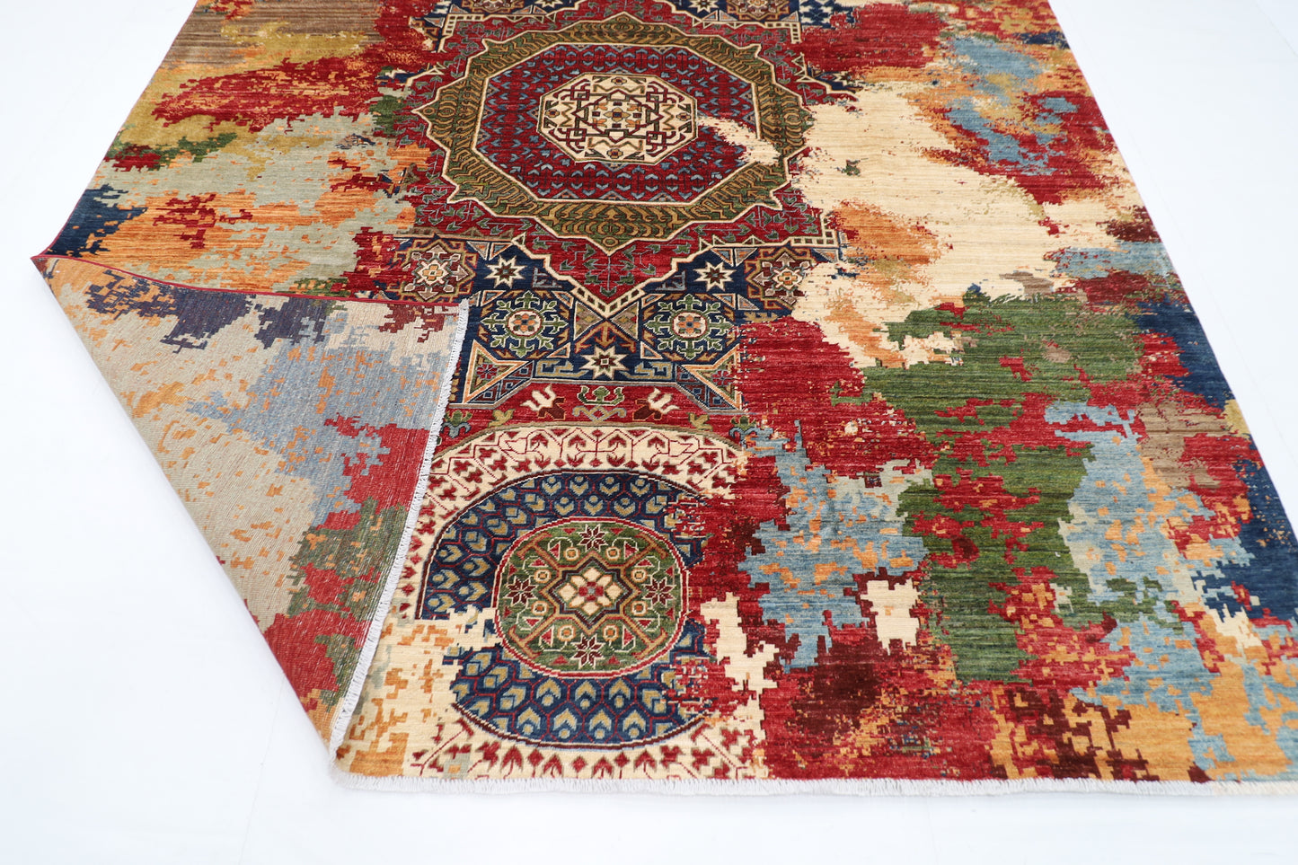 250 x 302 cm | Abstract Design Area Rug Afghan Hand Knotted Veg Dye Wool carpet