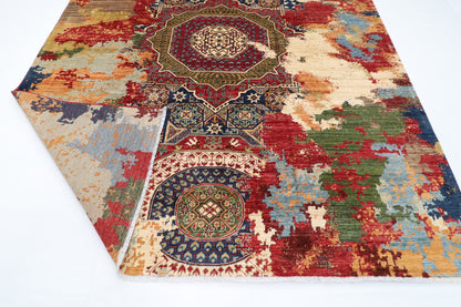 250 x 302 cm | Abstract Design Area Rug Afghan Hand Knotted Veg Dye Wool carpet