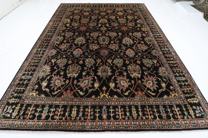 277 x 356 cm | Floral Black Area Rug Afghan Hand Knotted Veg Dye Wool carpet
