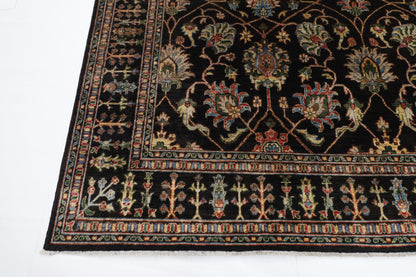 277 x 356 cm | Floral Black Area Rug Afghan Hand Knotted Veg Dye Wool carpet