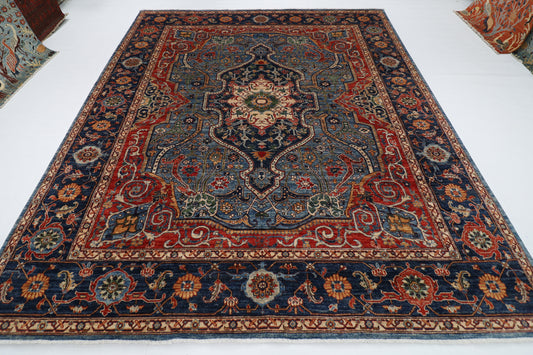 252 x 297 cm | Serapi Red Area Rug Afghan Hand Knotted veg Dye Wool carpet