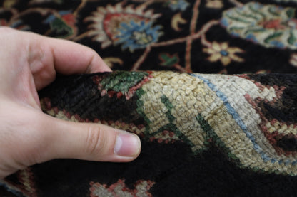 277 x 356 cm | Floral Black Area Rug Afghan Hand Knotted Veg Dye Wool carpet