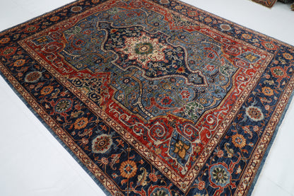 252 x 297 cm | Serapi Red Area Rug Afghan Hand Knotted veg Dye Wool carpet