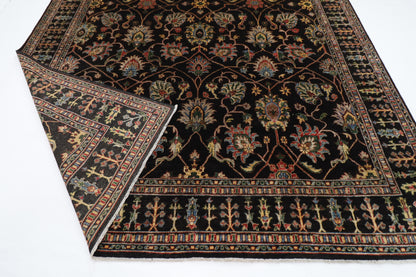 277 x 356 cm | Floral Black Area Rug Afghan Hand Knotted Veg Dye Wool carpet