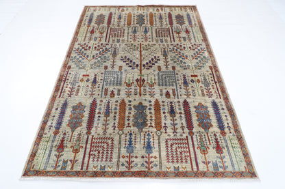 169 x 229 cm | Tree of life Area Rug Afghan Hand Knotted Veg Dye Wool carpet