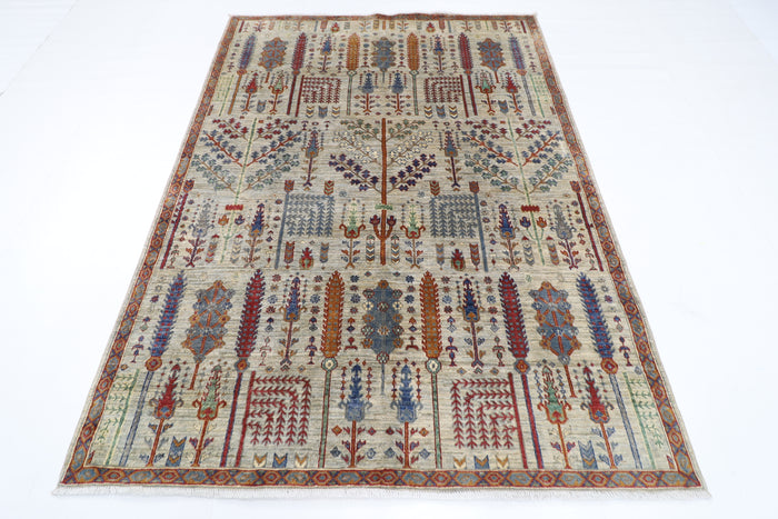 169 x 229 cm | Tree of life Area Rug Afghan Hand Knotted Veg Dye Wool carpet