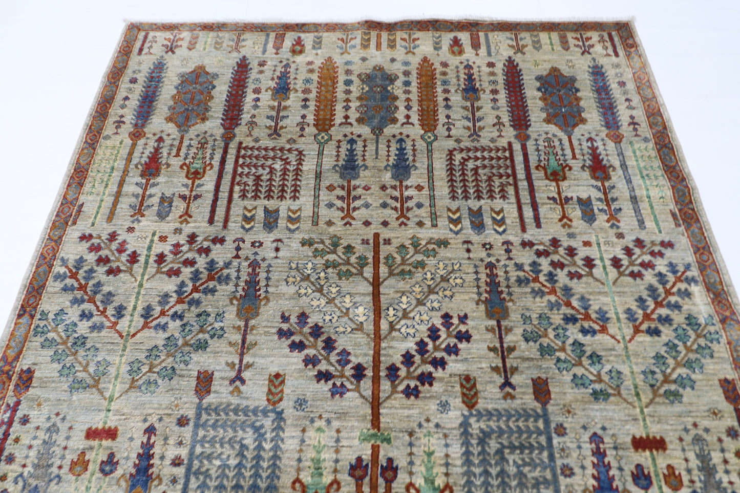 169 x 229 cm | Tree of life Area Rug Afghan Hand Knotted Veg Dye Wool carpet