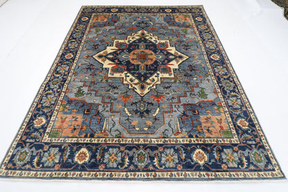 241 x 299 cm | Heriz Gray  Area Rug Afghan Hand Knotted Veg Dye Wool carpet