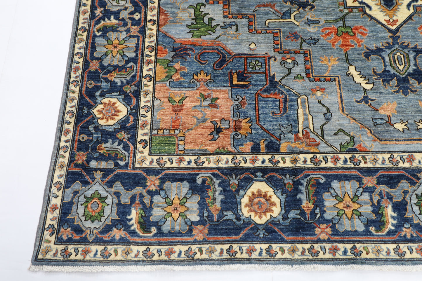 241 x 299 cm | Heriz Gray  Area Rug Afghan Hand Knotted Veg Dye Wool carpet
