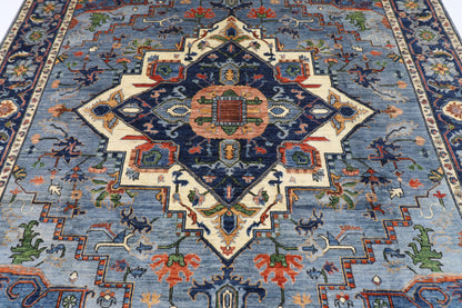 241 x 299 cm | Heriz Gray  Area Rug Afghan Hand Knotted Veg Dye Wool carpet