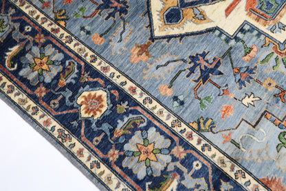 241 x 299 cm | Heriz Gray  Area Rug Afghan Hand Knotted Veg Dye Wool carpet