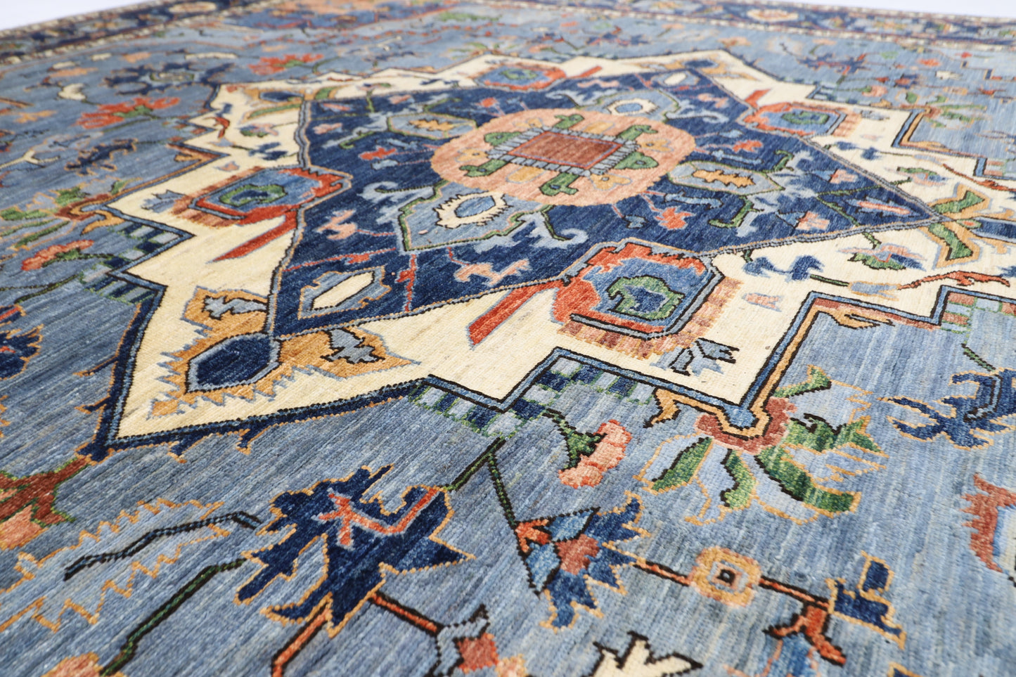 241 x 299 cm | Heriz Gray  Area Rug Afghan Hand Knotted Veg Dye Wool carpet