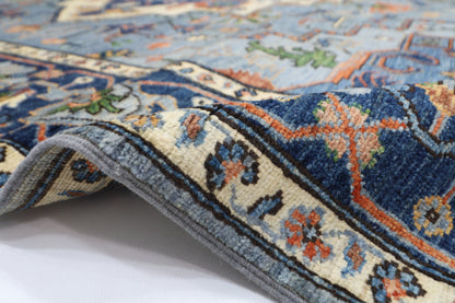 241 x 299 cm | Heriz Gray  Area Rug Afghan Hand Knotted Veg Dye Wool carpet