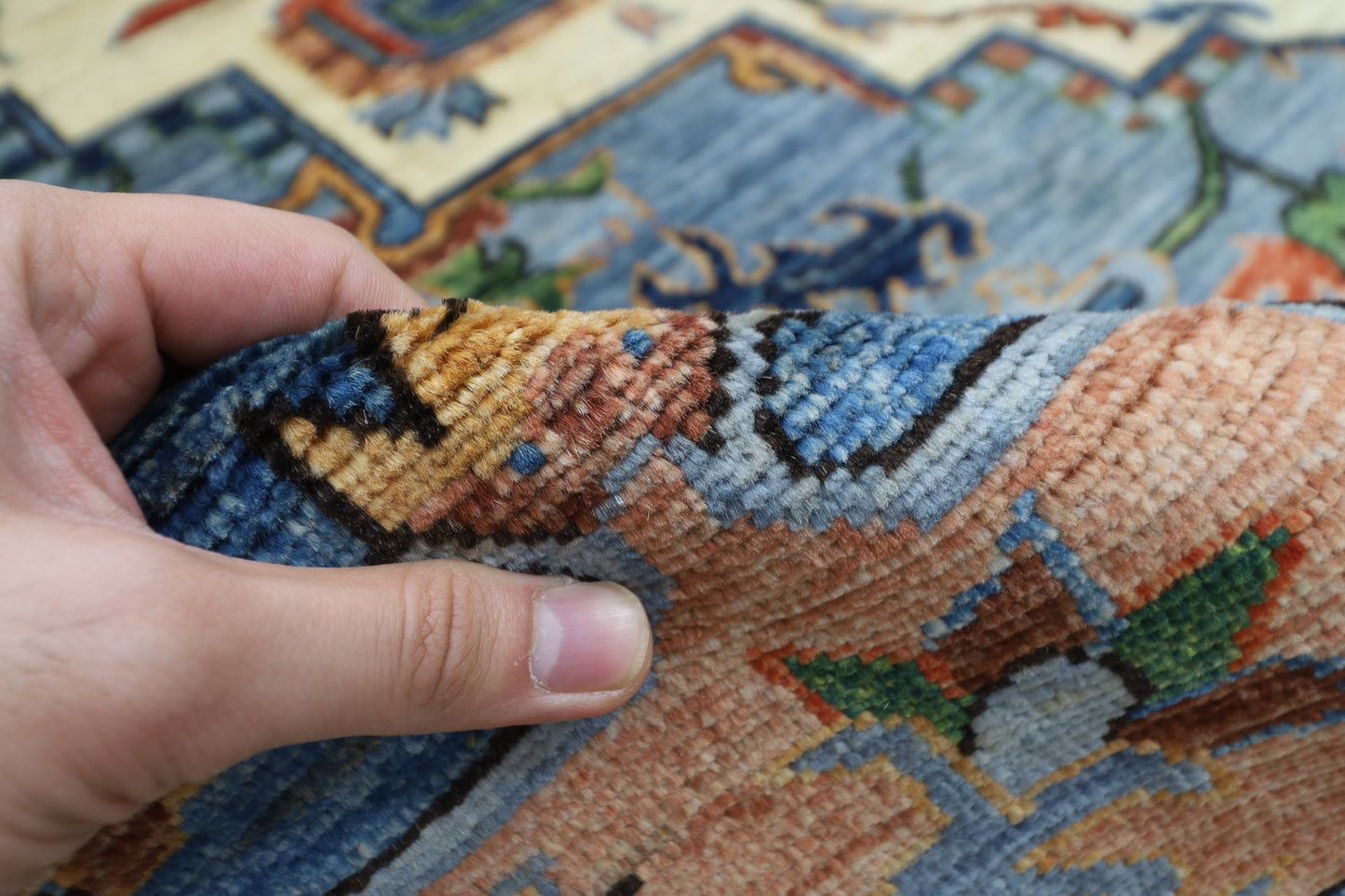 241 x 299 cm | Heriz Gray  Area Rug Afghan Hand Knotted Veg Dye Wool carpet