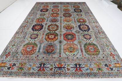 277 x 365 cm | Waziri Gray Area Rug Afghan Hand Knotted Veg Dye Wool carpet
