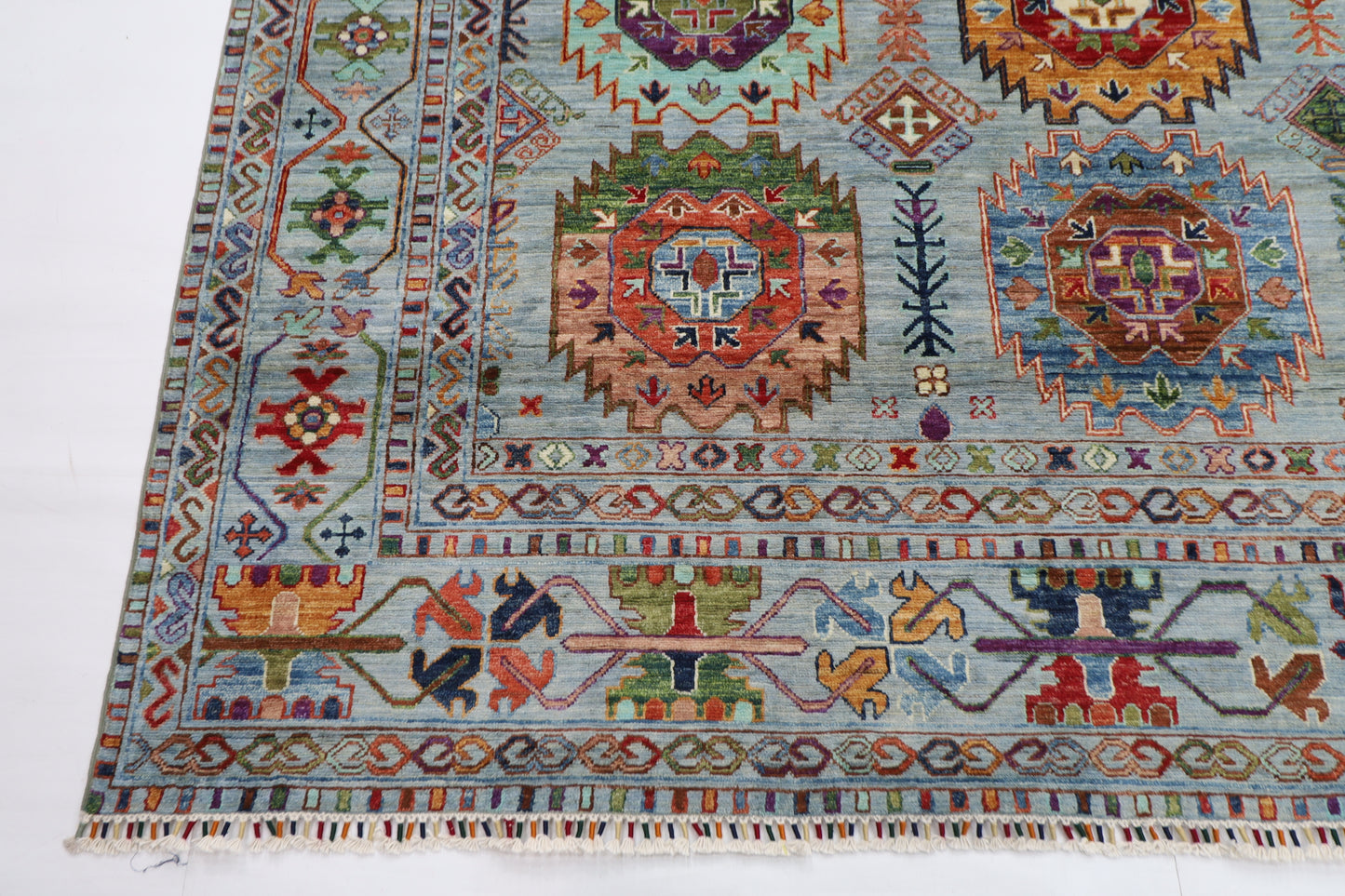 277 x 365 cm | Waziri Gray Area Rug Afghan Hand Knotted Veg Dye Wool carpet