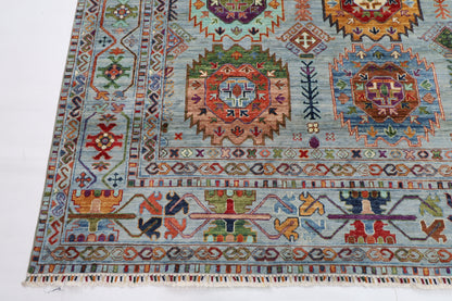 277 x 365 cm | Waziri Gray Area Rug Afghan Hand Knotted Veg Dye Wool carpet