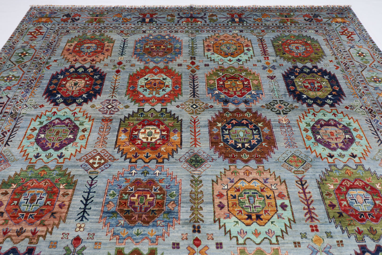 277 x 365 cm | Waziri Gray Area Rug Afghan Hand Knotted Veg Dye Wool carpet